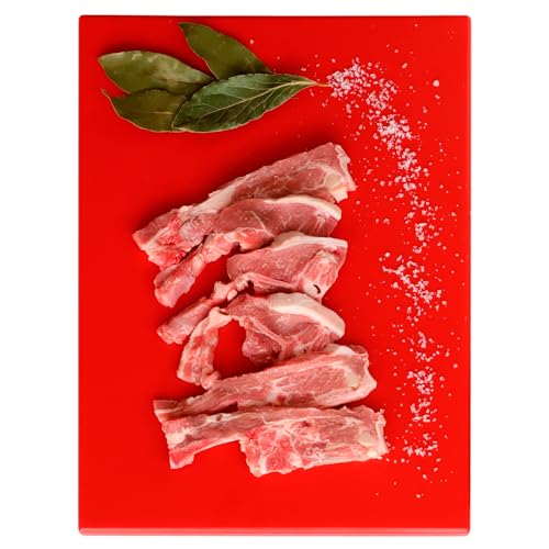 Tabla de corte profesional, Tabla de picar, Tabla de cocina, Tabla para alimentos, Tabla antibacteriana, Polietileno, No deja sabor ni olor, Antibacteriana, 40 x 30 x 1.5 cm, Rojo