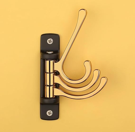 iSTAR Flexible 4 Pin Hooks Bathroom Cloth Hanger Wall Hook Door Robe Hooks for Hanging Keys, Clothes, Towel (Black and Gold, Pack of 3)