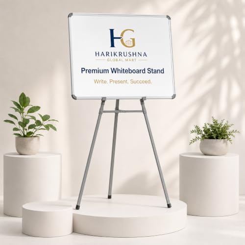 Image of Premium 5 Feet Heavy Duty Folding Easel Stand for White Board, Black Board, Notice Board & Sun Board | Adjustable Display Stand for Presentation, Office, Advertisement | White Board Not Included | Grey