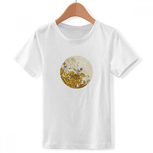 T-Shirt Blanc Garçon Motif Chrysanthème Jaune Fleur Multicolore