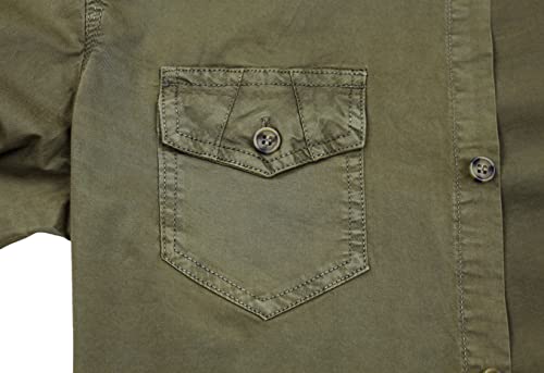 Evoga Camicia Uomo Verde Militare in Cotone