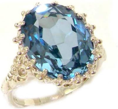 Women's Ring 925 Sterling Silver with Aquamarine - Sizes M to Z Available
