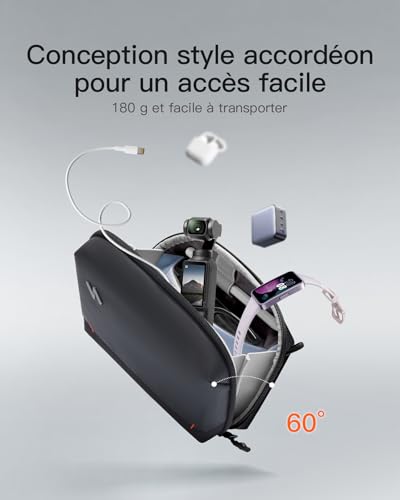 Tech Pouch Inateck : sac de voyage pour organiser vos câbles et chargeurs en déplacement