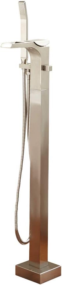 Signature Hardware 406738 Willis Waterfall Floor Mounted Tub Filler- Includes Hand Shower - Brushed Nickel