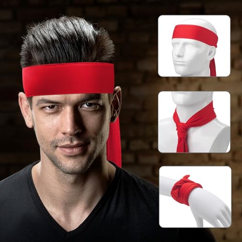 Image of ONUPGO 18Pcs Head Ties for Men Women, Adjustable Headbands Sports Sweatband Ninja Ties Head Band, Sweat Wicking Workout Headband for Sports, Running, Tennis, Yoga, Soccer, Karate
