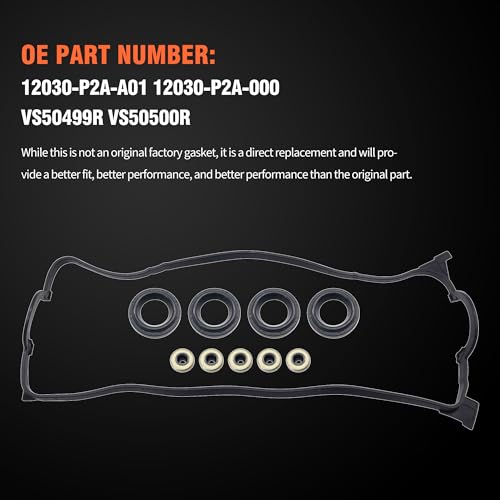 Image of HiSport Valve Cover Gasket Set - Compatible with Honda 1992-2000 Civic 1993-1997 Civic del Sol 1.6L - Replace VS50499R