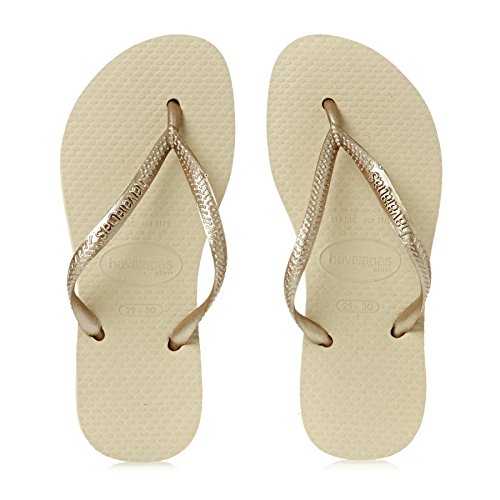 Chinelo Slim, Havaianas, Meninas, Areia/Dourado Claro, 25/26