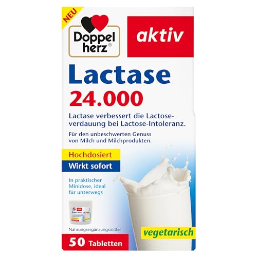 Doppelherz Lactase 24.000 - Verbessert die Lactose-Verdauung bei Lactose-Intoleranz - 50 Tabletten in praktischer Mini-Dose