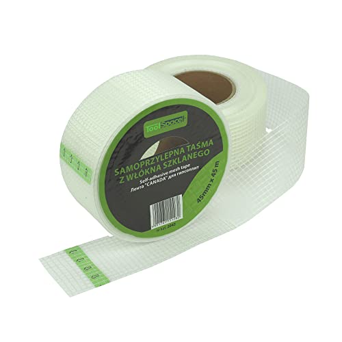 ToolSpace Glasfaserband für Gipskartonplatten und Gips - Putzklebeband Montageband für Reparaturen von Rissen & Löchern - Reparaturband 4,5 cm x 45 m Cover