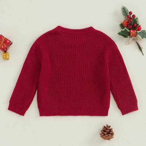 Baby Boy Girl Christmas Knit Sweater Candy Cane Embroidery Crewneck Sweatshirt Infant Fall Pullover Tops3