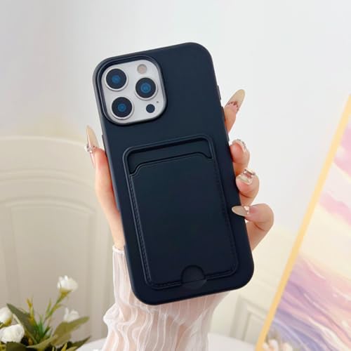 Étui TPU souple antichoc avec fente carte iPhone 14 Pro mat noir