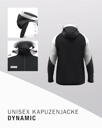 JAKO Unisex Kapuzenjacke Dynamic, schwarz/weiß/anthrazit, L
