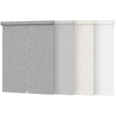 Lumino 100% Blackout Roller Shades for Windows, Cordless, Custom Size Shades, 23 Inch Width, 72 Inch Length, Light Gray, Pull Down Privacy Blinds for Home, Valance Included Cover