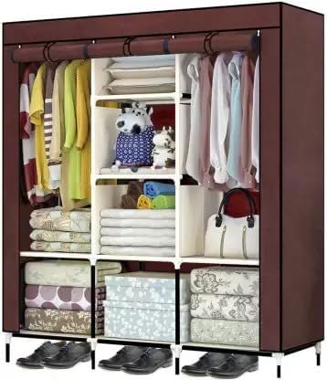 VipAsh Advance 6+2 Shelves Portable Collapsible Wardrobe for Storage Cloth and Gift Item,Special for Hostel Boys and Girl and Using Household Used and Accessories Standard Color (Brown)