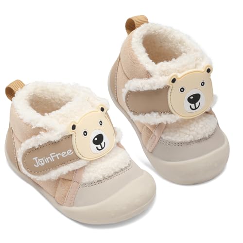 Image of JOINFREE Baby Slippers Toddler Boys Girls House Shoes Baby Ankle Booties Wide Toe Box First Walking Shoes Warm Cozy House Slippers Indoor Outdoor