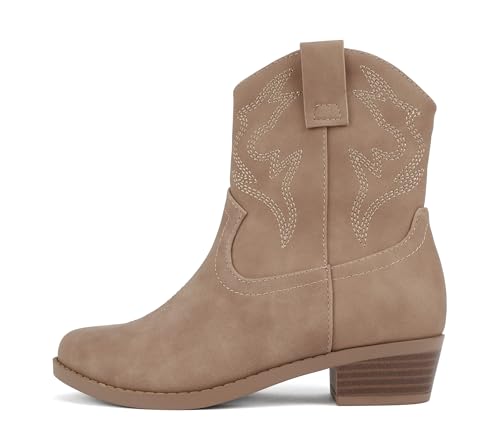 Soda “BLAZING-2” ~ Little Kids/Children/Girls Stitched Pointed Toe Low Heel High Top Ankle Shaft Western Boot Bootie