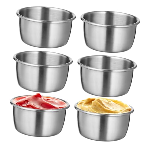 Unomor 6pcs Stainless Steel Dipping Cups Reusable Sauce Container for Condiments Modern Design for Home and Restaurant Use for Sauces Nuts and Jellies