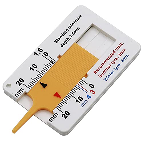 Image of amiciTools Tyre Thread Measuring Gauge, 0~20mm Depth Gauge for Car, Motorcycle and Scooter - Wheels Tyre Check, Compact and Accurate Tyre Wear Tester
