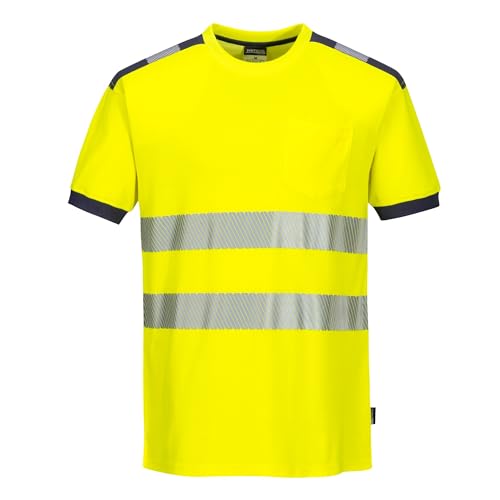 Portwest Camiseta M/C De Alta Visibilidad Pw3, Tamaño: L, Color: Amarillo/Negro, T181YBRL