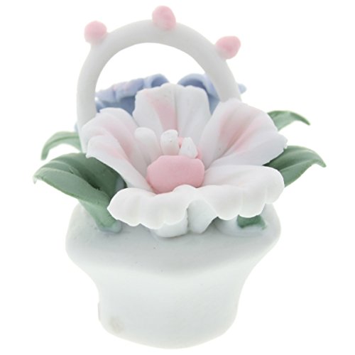BVC Decoración - Figura de Porcelana - Cesta de Flores pequeña