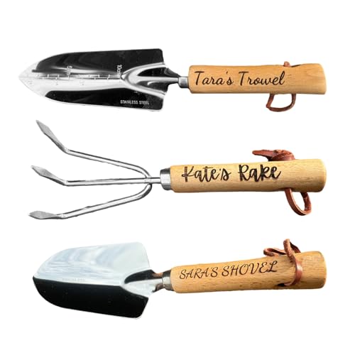 Set de 3 herramientas de jardinería con mango de madera miniatura 1