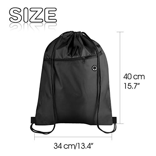 Image of KUUQA 12Pcs Drawstring Bags with Zipper Pocket Pull String Backpack Bags Bulk(Colorful)