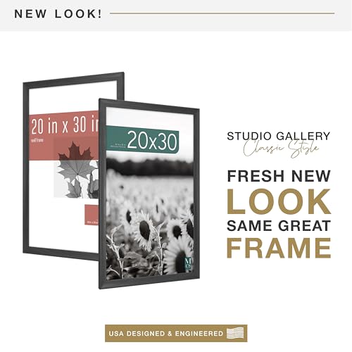 MCS Studio Gallery Classic 20x30 Poster Frame Black Woodgrain, Vertical & Horizontal Wall Hanging Large Picture Frame for Photos, Posters & Art Prints (1-Pack)