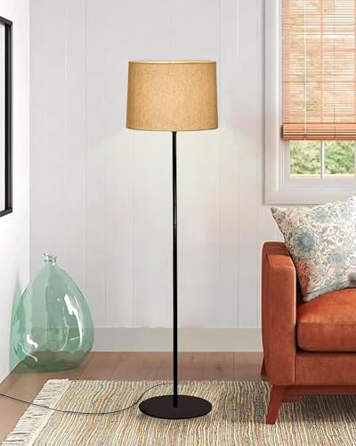 Image of Homesake Modern Floor Lamp for Living Room Traditional Farmhouse Boho Standing Lamp Mid-Century Pole Lamp with Linen Lamp Shade Modern Bohemian, Corner Lamps for Living Room Bedroom Office