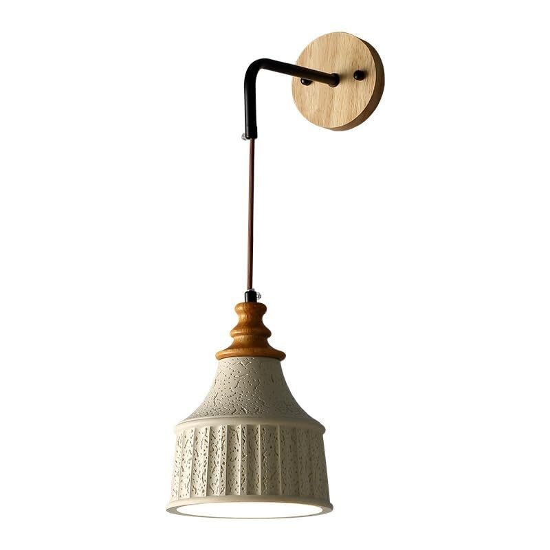 Lámpara de pared de cemento gris y madera de nogal para iluminación interior retro