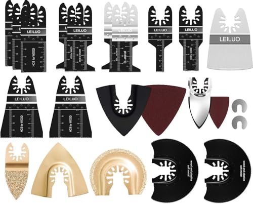 Multitool Sägeblätter LEILUO 81tlg Holz Kunststoff Metall Multifunktionswerkzeug Zubehör Set Verpackt in einer Aufbewahrungstasche für Makita Einhell Dewalt Parkside Ryobi AEG und Mehr Multitool Sägeblätter LEILUO 81tlg Holz Kunststoff Metall Multifunktionswerkzeug Zubehör Set Verpackt in einer Aufbewahrungstasche für Makita Einhell Dewalt Parkside Ryobi AEG und Mehr