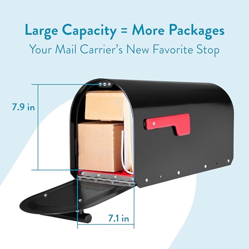 Image of Architectural MAILBOXES 5560B-R-10 Architectural Mailboxes Sequoia Post Mount Mailbox, Large, Black