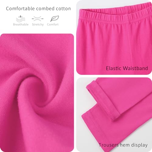 BOOPH 5 Pack Girls Leggings Cotton Full Length Stretchy Kids Pants Footless 5-14 Years4