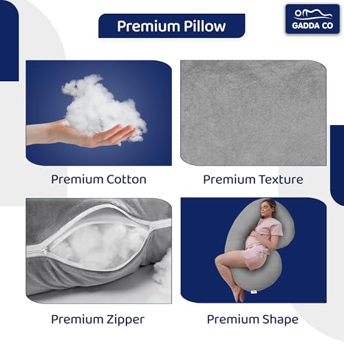 Image of GADDA CO Pregnancy Pillows for Sleeping C-Shape Full Body Pillow and Maternity Support - for Back, HIPS, Legs, Belly for Pregnant Women with Removable Washable Velvet Cover (Grey)