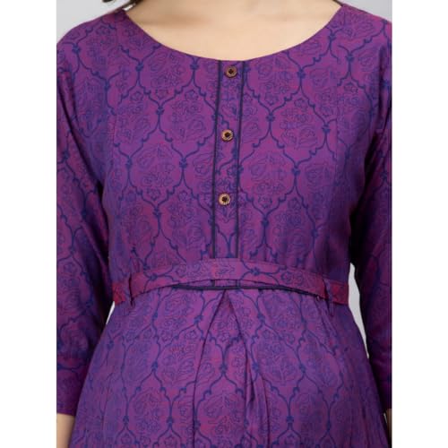 Image of CEE 18 Cotton Rayon A-Line Flaired Maternity Feeding Kurti for Women with Zippers | Pregnancy Dress for Women | Breastfeeding Dress for Women | Nursing Dress for Women Pre and Post Pregnancy
