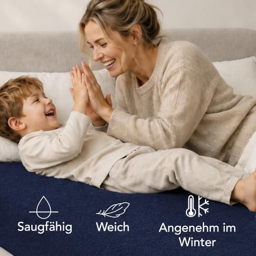Dreamzie Spannbettlaken 180x200 Dunkelblau - Frottee 80% Baumwolle – Ansicht 4