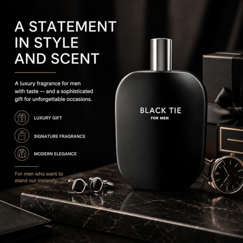 Image of Fragrance One BLACK TIE for Men 3.4 Fl Oz | Extrait de Parfum by Jeremy Fragrance, deep woody oriental scent with cardamom, guaiac wood & citrus, for formal evenings