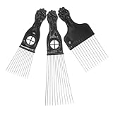 FRCOLOR 3個点 メタルヘアピック メンズヘアスリングツール アフロヘア用