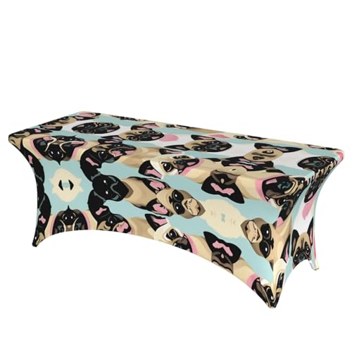 Housse de table rectangulaire extensible élasthanne 1m80 motif chien - 2