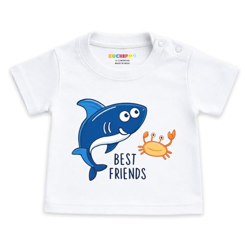 Image of Kuchipoo 100% Cotton Baby Boys & Girls Printed T-Shirt Combo | Soft & Breathable Half Sleeve Tee | Cute Animal Graphics | Pack of 4