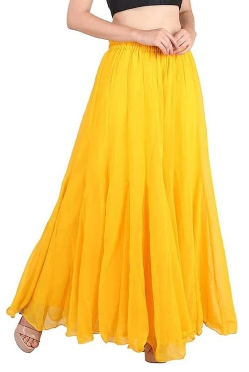 Elegant Yellow Flowy Long Sharara for Women | Lightweight Casual-picture-14