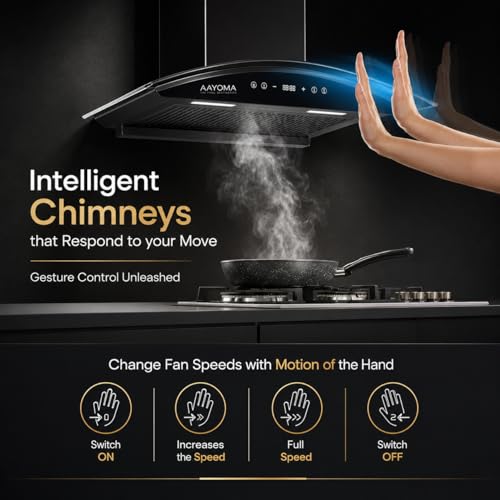 Image of Elite Pro 60cm Straight Box Kitchen Chimney | No Core Cutting | Dual LED Lights with Motion Gesture & Touch Control | Black