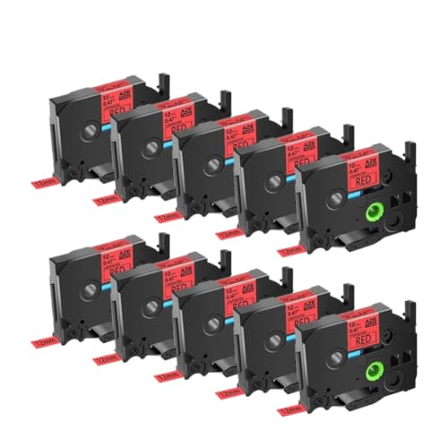 10 pbNxe[v 12mm W~l[g}`J[iԍ TZ Tze 231 ̃v^Օiƌ݊(10PK Black on Red)