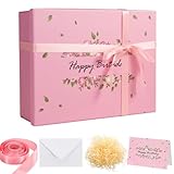 Ctosree 13 Inch Large Luxury Birthday Gift Boxes with Lids for Presents Pink Bow Ribbon Floral Style Gift Box Empty for Birthday, 13.5 x 10 x 4 Inches