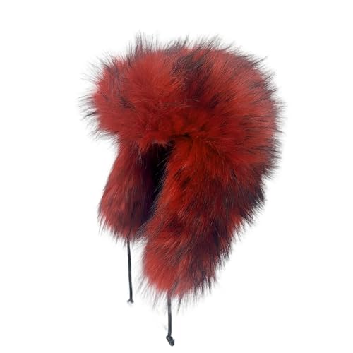 YFJNV Y2K Faux Fur Russian Hat, Soft, Warm Winter Trapper Hat with Earmuffs for Men and Women (US, Alpha, Small, X-Large, Red)