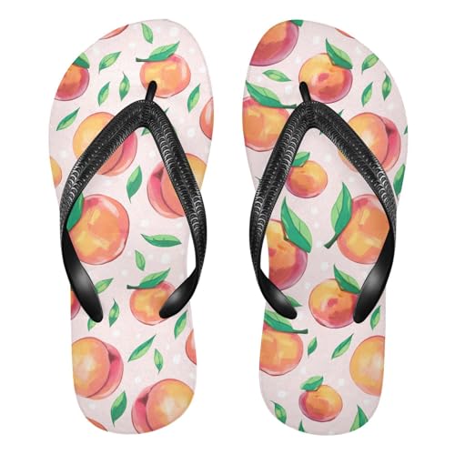 Peach Leaves White Dot Flip Flops for Beach Thong Sandals Anti-slip Lightweight Beach Shoes for Indoor Outdoor House