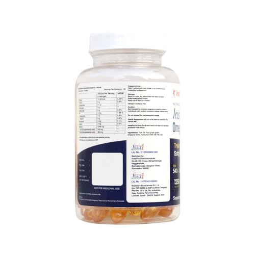 Image of InstaPure Omega 3X Triple Strength Fish Oil | 1250mg with 540mg EPA & 360mg DHA | Clinically Recommended for Diabetic Heart & Nerve Health | 60 Softgels