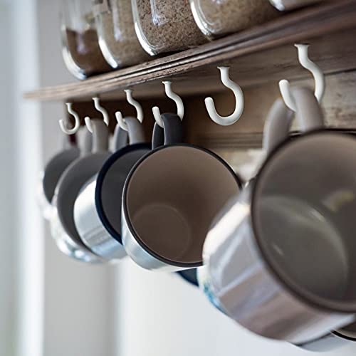 Zhenle Schraubhaken, 75 Stück Hakenschrauben Schraubhaken Vinyl beschichtet Cup Haken 6 Größen Schraubhaken Deckenhaken Set (Weiß)