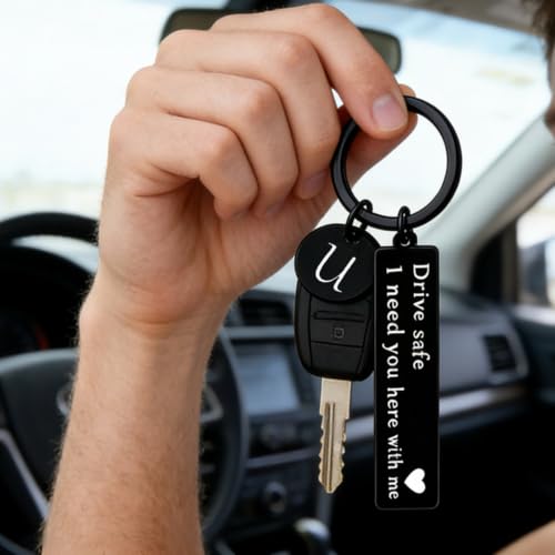 Image of drive safe keychain for him key rings for her men boyfriend