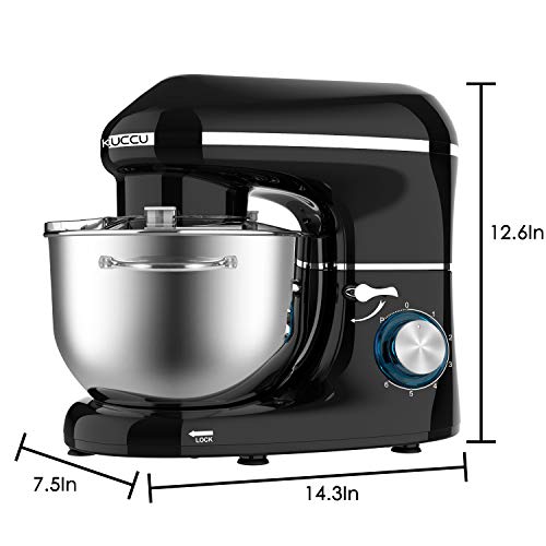 Stand mixer,Kuccu 5.5 Quart Tilt-Head, 660w Electric Kitchen mixer, 6-Speeds With Stainless Steel Bowl,Dough Hook,Whisk, Beater,Egg white separator (5.5-QT, Black)