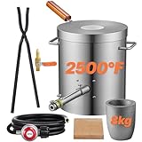 VEVOR 8KG Propane Melting Furnace Kit, Gas Metal Smelting Kit, Foundry Home Kiln with Crucible, Tongs, Wooden Handle, Forge Casting Tool for Gold Silver Copper Aluminum Metal Recycle